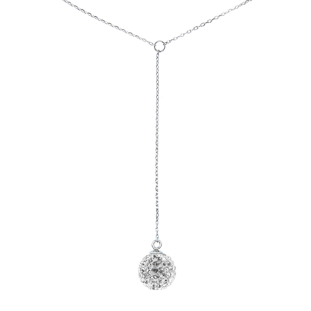 Exquisite Sterling Silver Drop Crystal Necklace