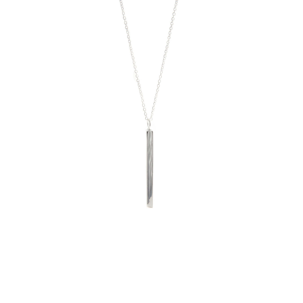 Women's Fashion Dangle Drop Pendant Necklace with Chic Bar Design - Silver