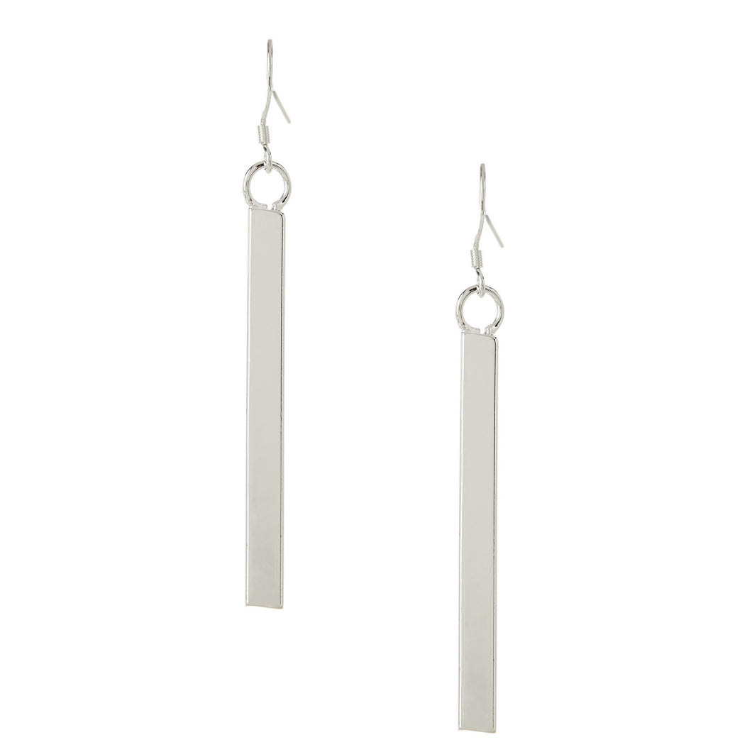 Women's Fashion Dangle Drop Earrings with Chic Bar Design - Silver
