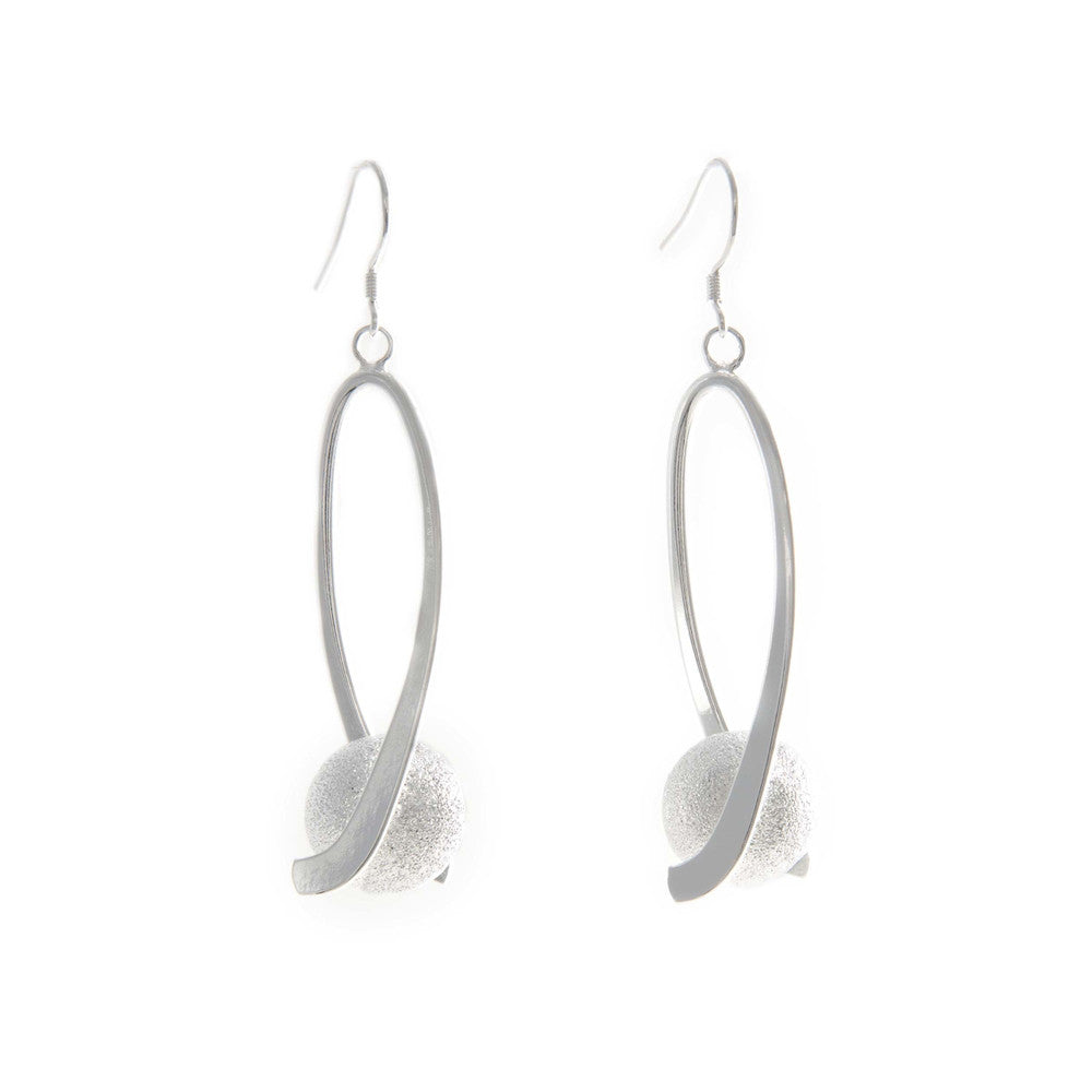 Women's Fashion Dangle Drop Earrings with Silver Plated Ball Accents - Silver
