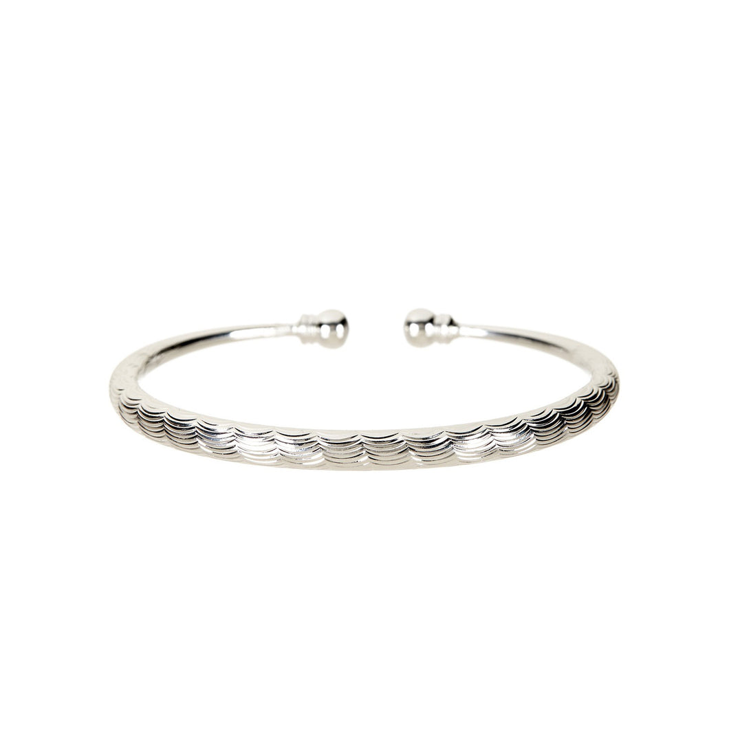 Women's Fashion Hammered Bangle Bracelet - Silver