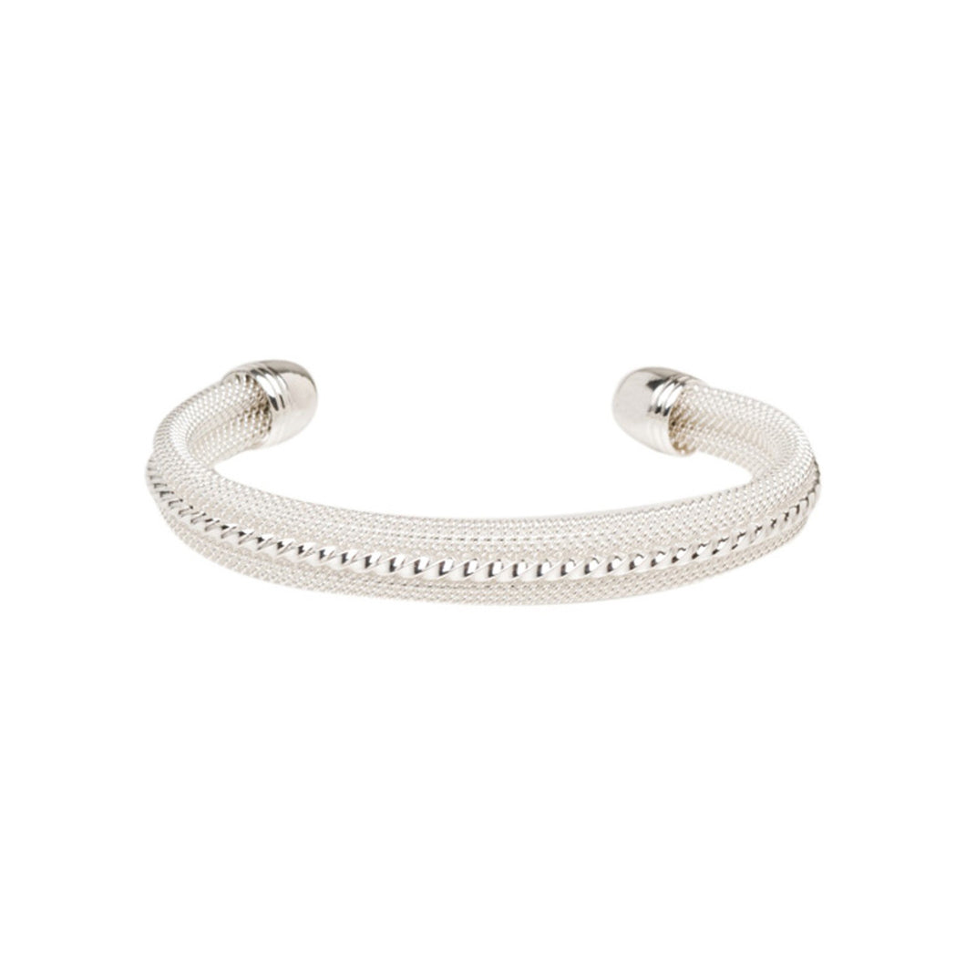 Women's Fashion Cuff Bangle Bracelet with Studded Accents - Silver