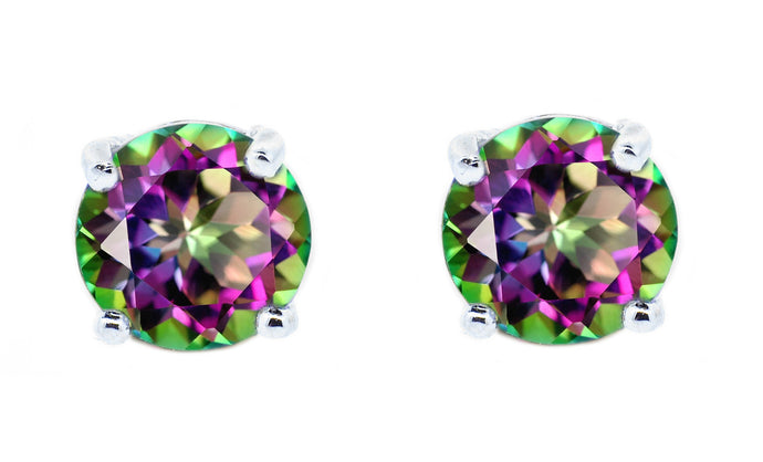 1ct - Sophisticated Sterling Silver Mystic Topaz Stud Earrings