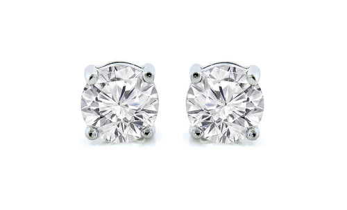 1ct - Sophisticated Sterling Silver White Sapphire Stud Earrings