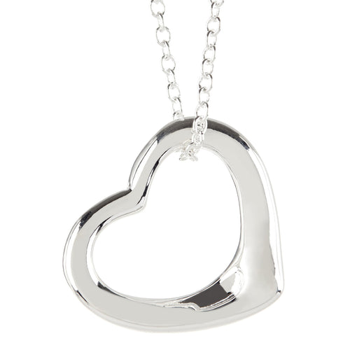 Women's Fashion Open Heart Pendant Necklace - Silver