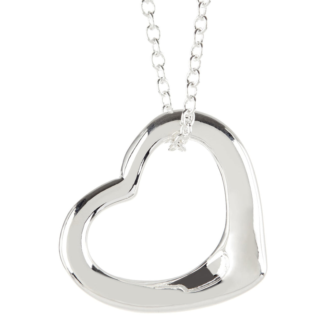 Women's Fashion Open Heart Pendant Necklace - Silver