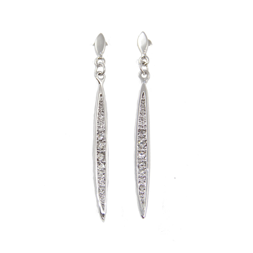Women's Fashion Platinum Plated Dangle Drop Earrings with CZ Accents - Silver
