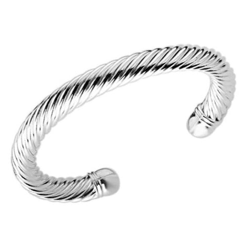 Women's Fashion Cuff Bangle Bracelet with Braided Design - Silver
