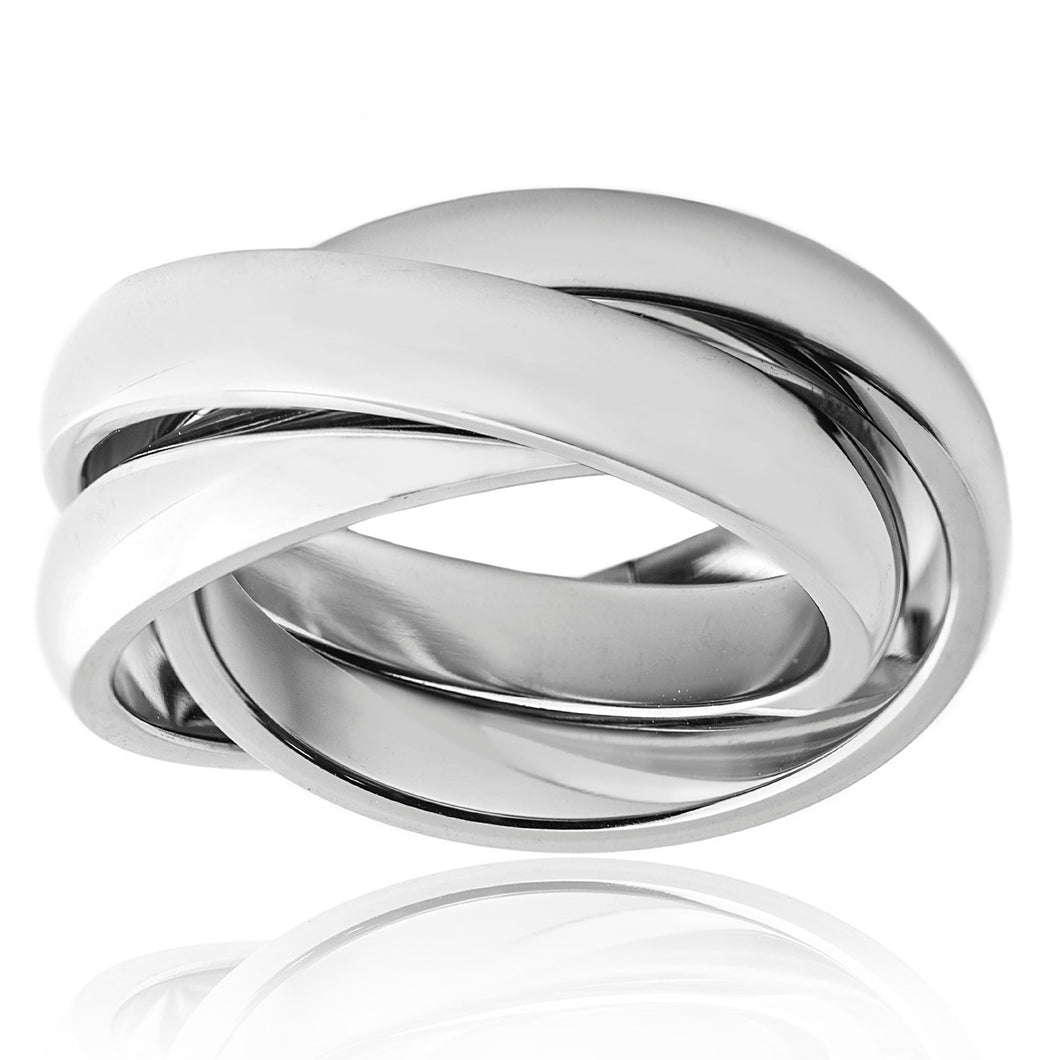 Women's Fashion 3 Interlocking Bands Ring - Silver