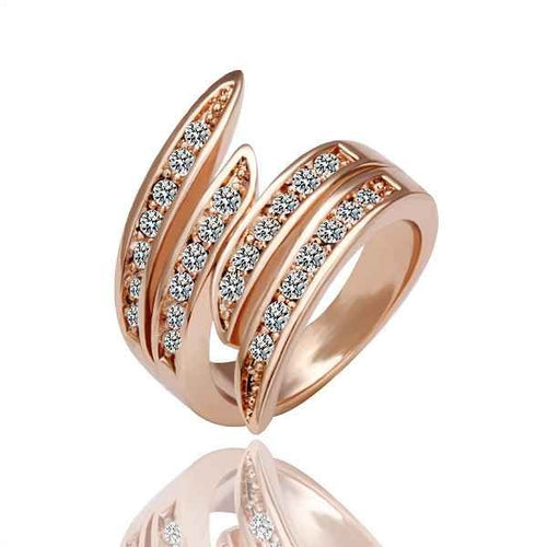 Women's Fashion Channel Band Ring with CZ Accent Design - Rose Gold