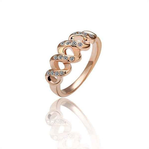 Women's Fashion Endless Infinity Ring with CZ Accent Design - Rose Gold
